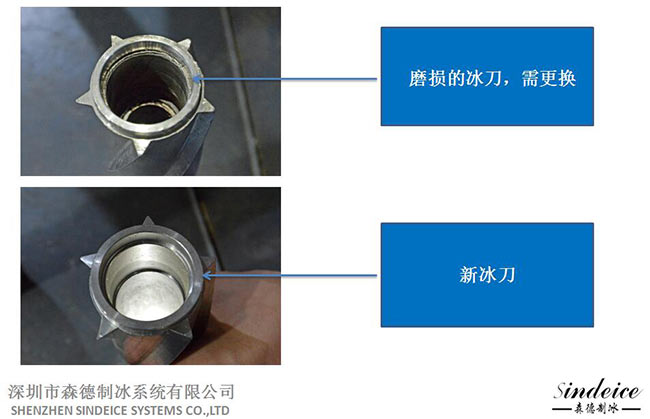 磨损的制冰机冰刀